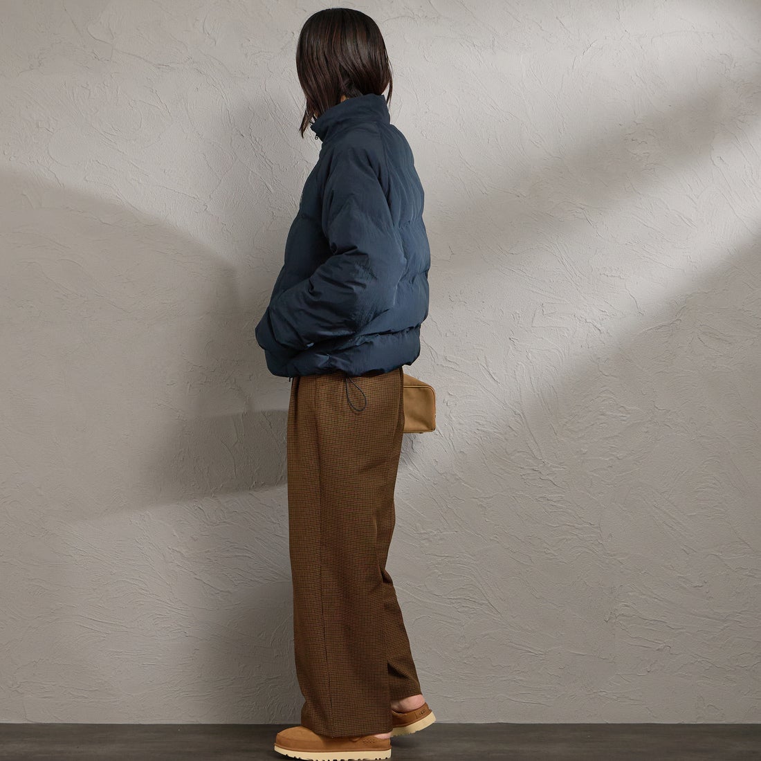 FRED PERRY [フレッドペリー] ラグランスリーブパデッドジャケット [J3104] 608 NAVY &&モデル身長：160cm 着用サイズ：10&&