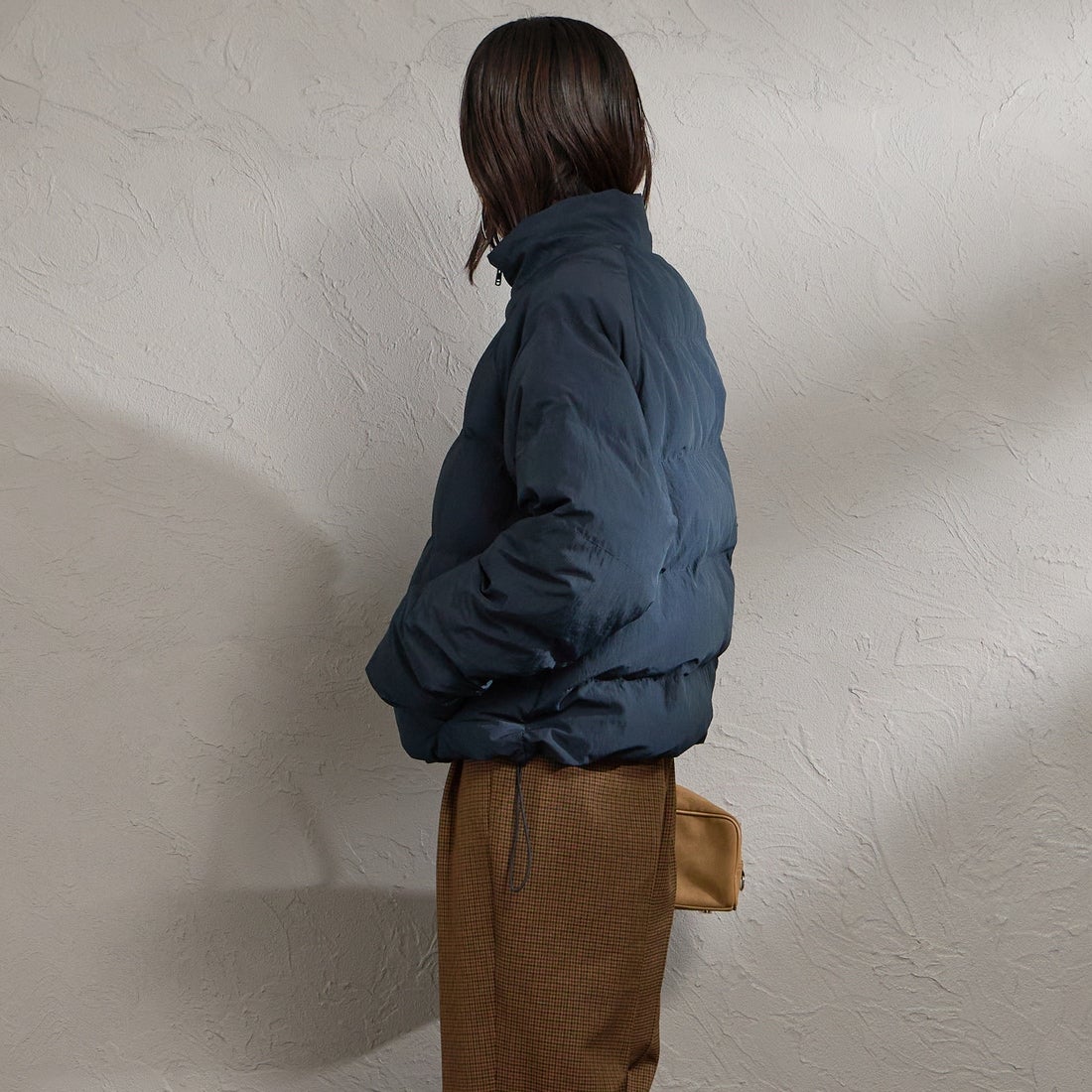 FRED PERRY [フレッドペリー] ラグランスリーブパデッドジャケット [J3104] 608 NAVY &&モデル身長：160cm 着用サイズ：10&&