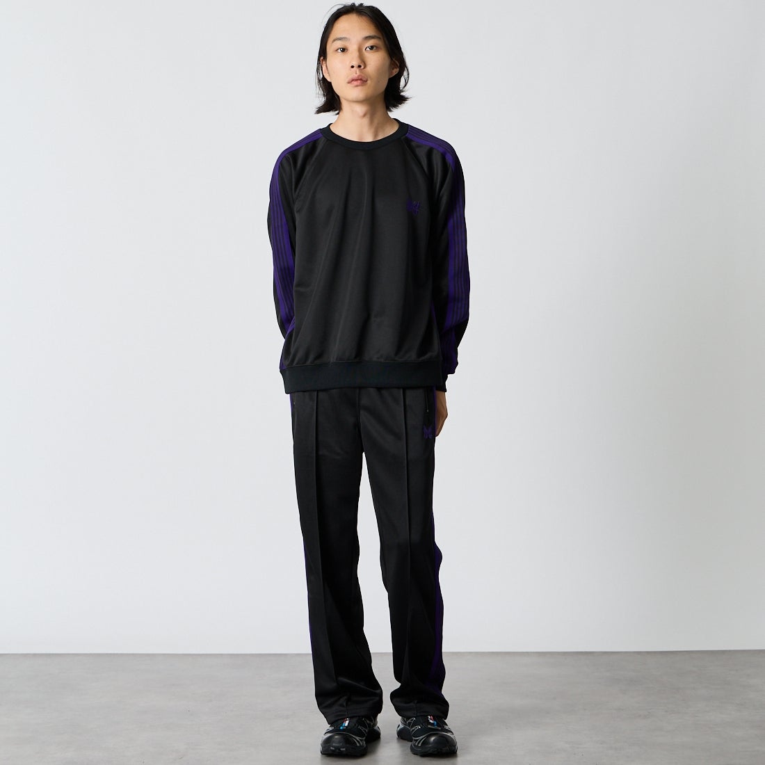 Needles [ニードルズ] トラッククルーネックシャツ [TY350] C BLACK &&モデル身長：175cm 着用サイズ：M&&
