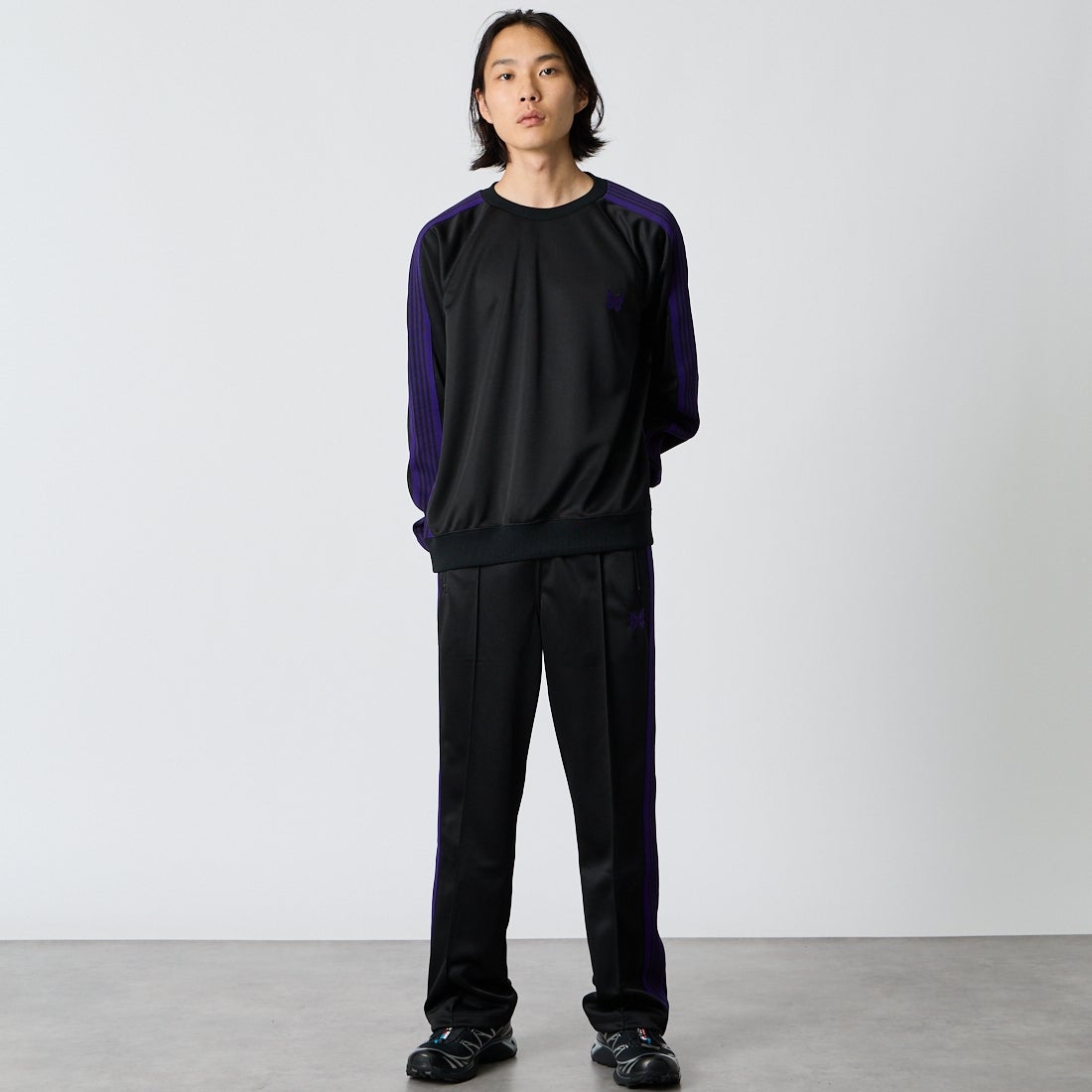 Needles [ニードルズ] トラッククルーネックシャツ [TY350] C BLACK &&モデル身長：175cm 着用サイズ：M&&