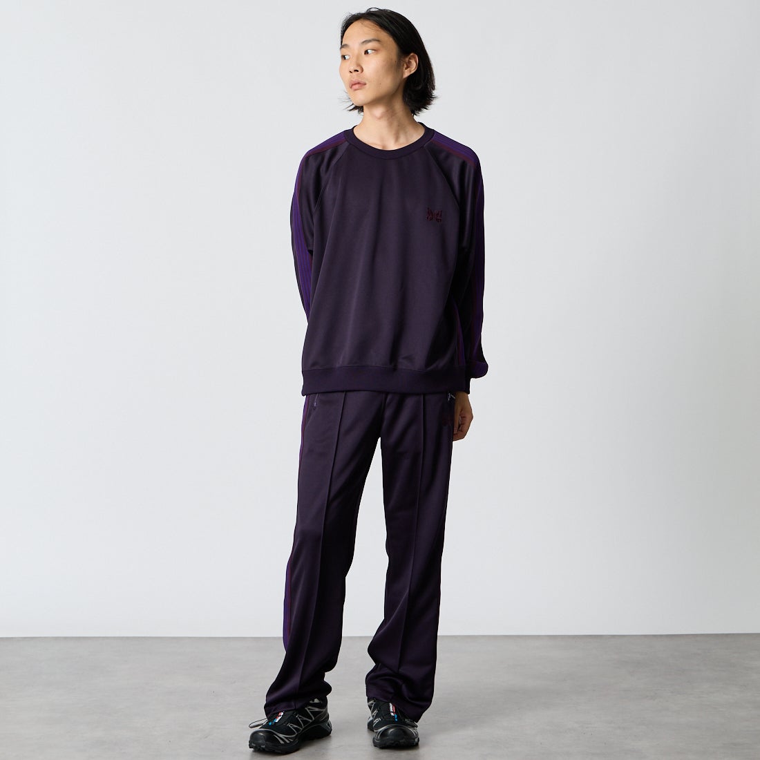 Needles [ニードルズ] トラッククルーネックシャツ [TY350] B PURPLE &&モデル身長：175cm 着用サイズ：M&&
