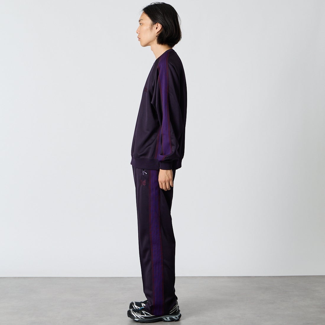 Needles [ニードルズ] トラッククルーネックシャツ [TY350] B PURPLE &&モデル身長：175cm 着用サイズ：M&&