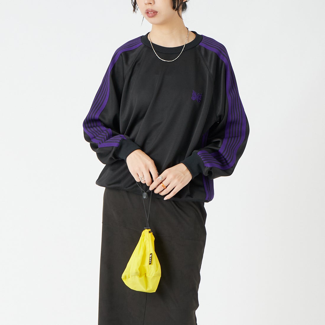 Needles [ニードルズ] トラッククルーネックシャツ [TY350] C BLACK &&モデル身長：162cm 着用サイズ：2&&