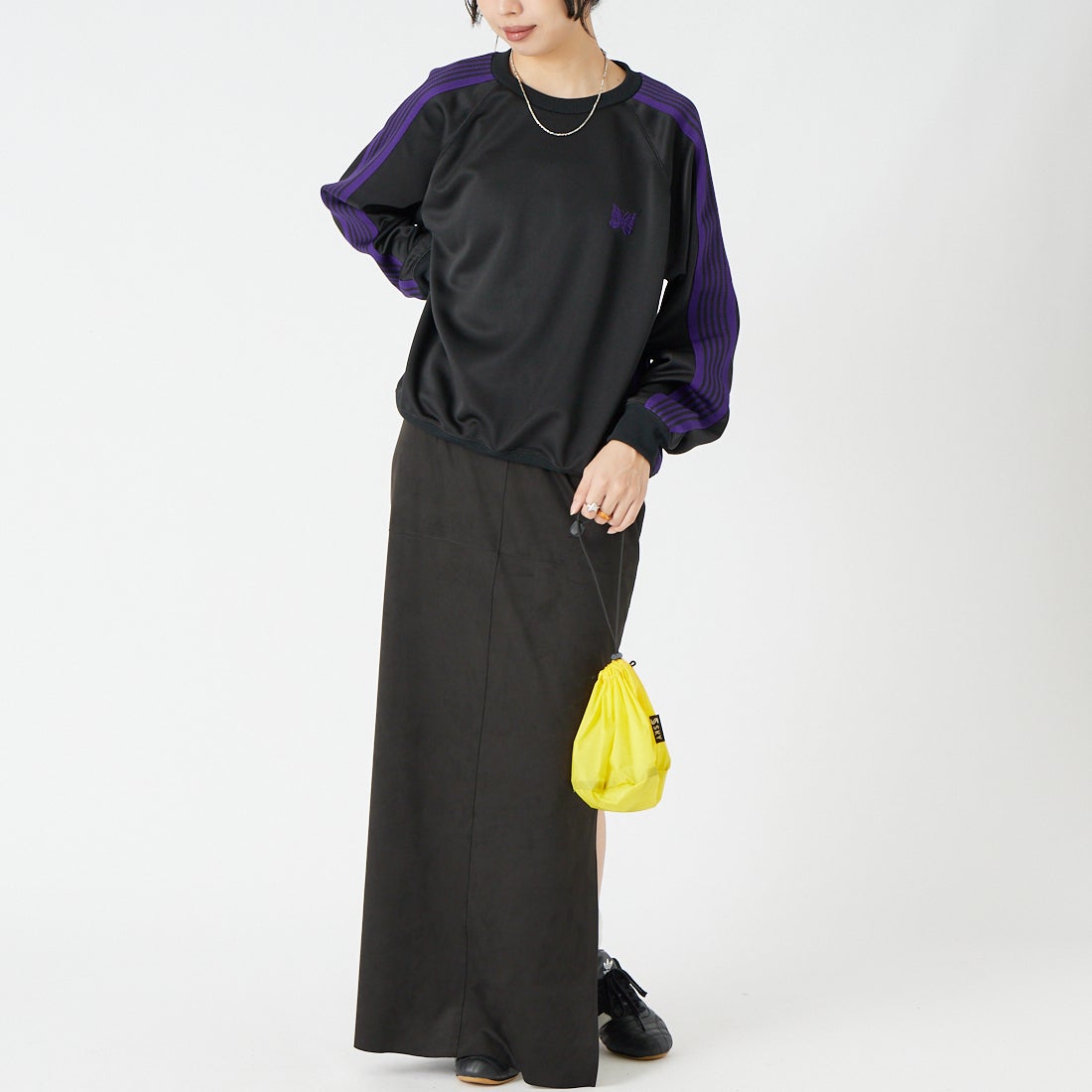 Needles [ニードルズ] トラッククルーネックシャツ [TY350] C BLACK &&モデル身長：162cm 着用サイズ：2&&