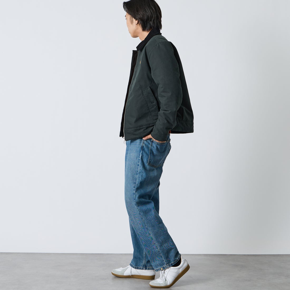 FRED PERRY [フレッドペリー] コットンカバンジャケット [J8535] Q20 NIGHT &&モデル身長：179cm 着用サイズ：M&&