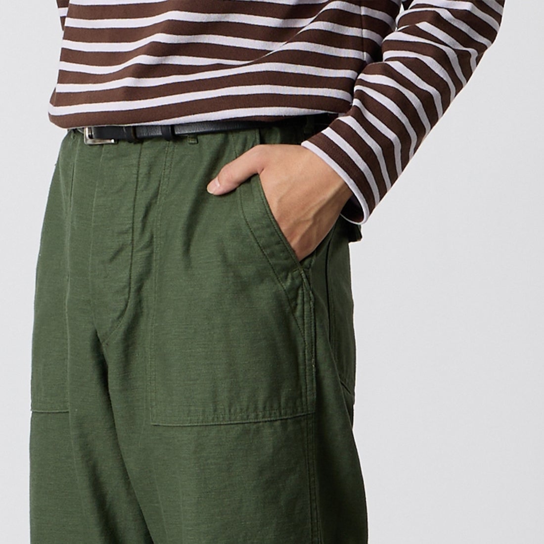 orSlow [オアスロウ] US ARMY ファティーグパンツ [01-5002] 16 GREEN &&モデル身長：175cm 着用サイズ：2&&