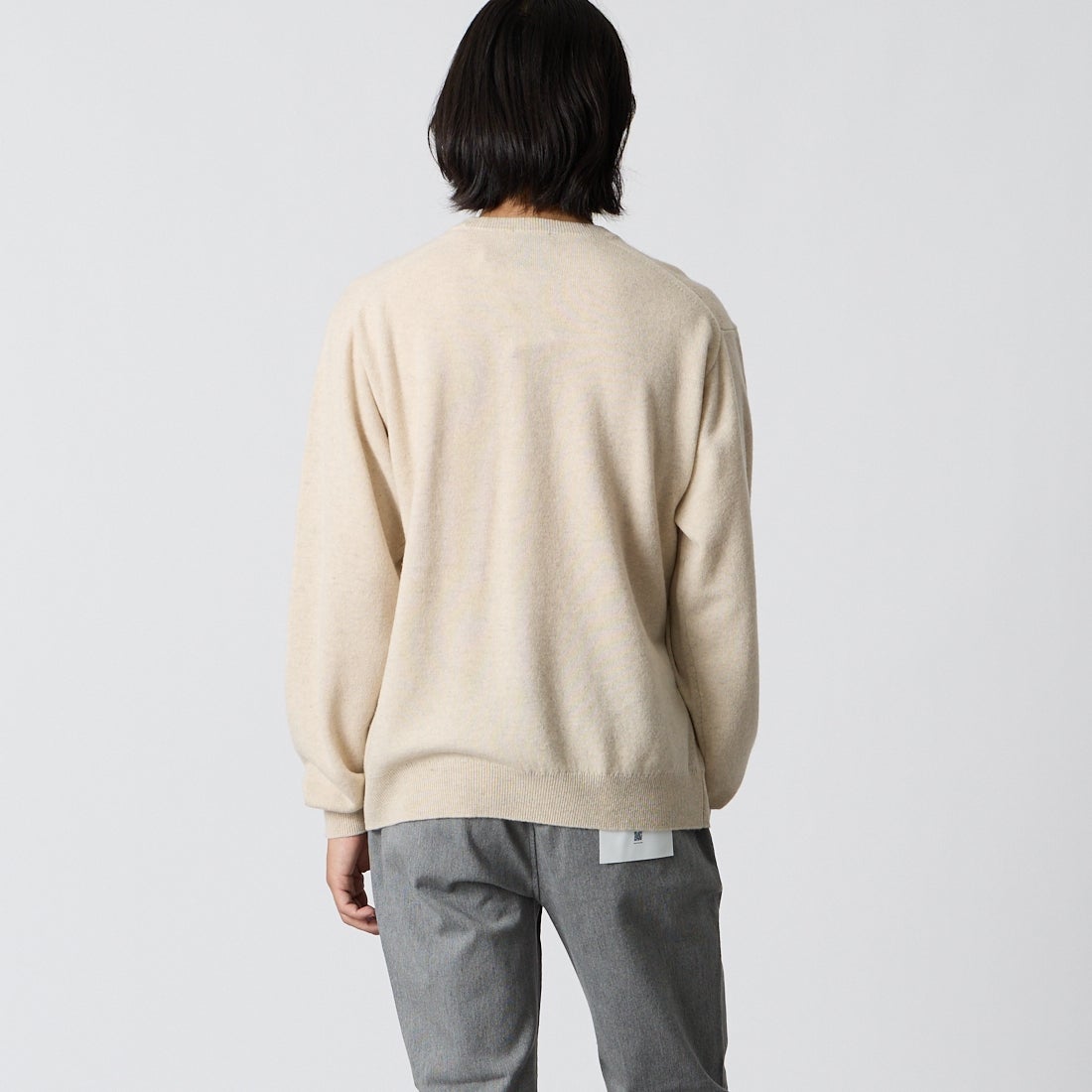 DANTON [ダントン] クルーネックプルオーバーニット [DT-D0028LMW] OATMEAL &&モデル身長：175cm 着用サイズ：40&&
