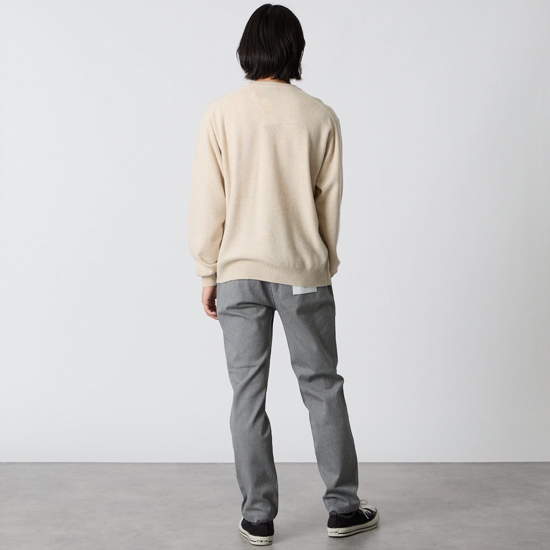 DANTON [ダントン] クルーネックプルオーバーニット [DT-D0028LMW] OATMEAL &&モデル身長：175cm 着用サイズ：40&&