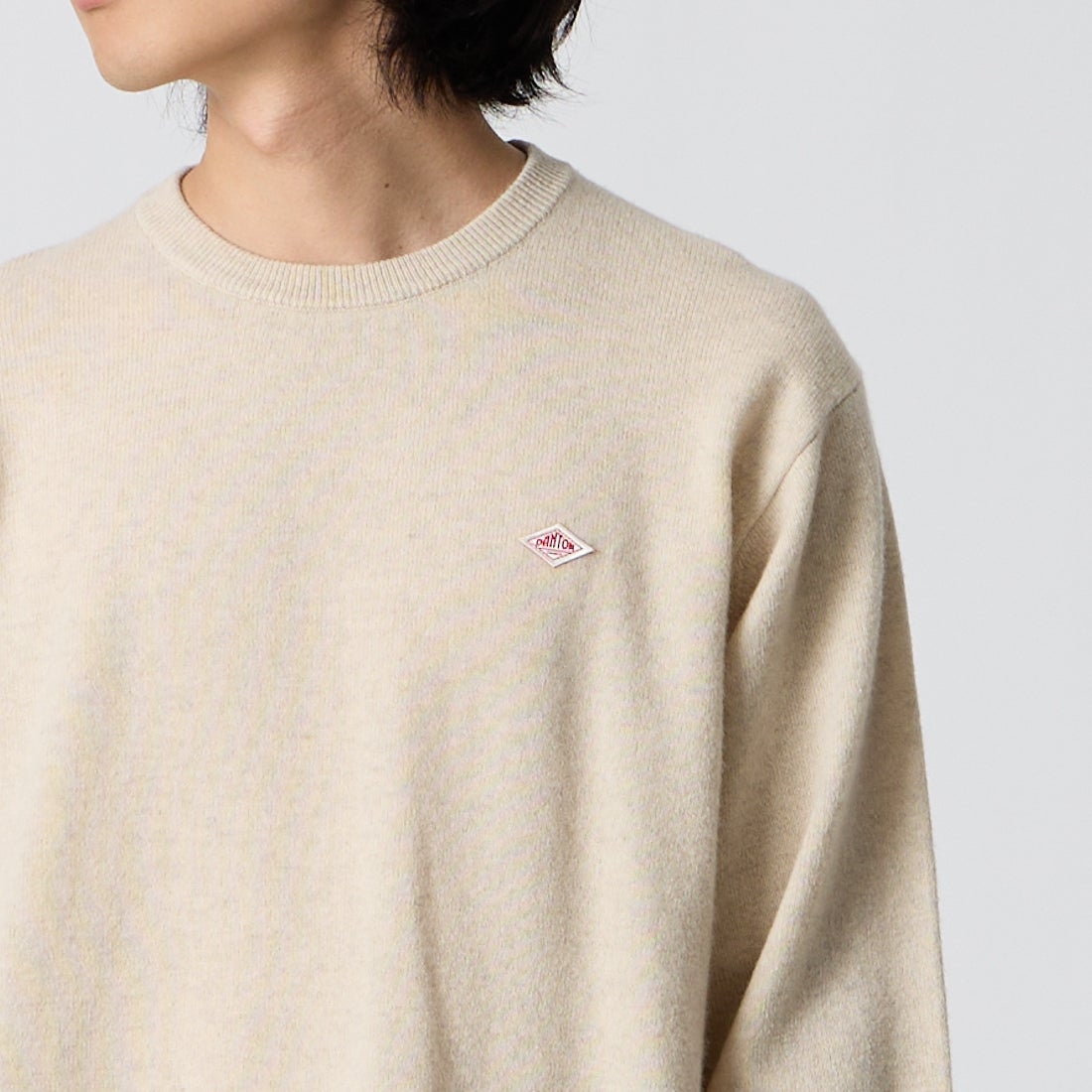 DANTON [ダントン] クルーネックプルオーバーニット [DT-D0028LMW] OATMEAL &&モデル身長：175cm 着用サイズ：40&&