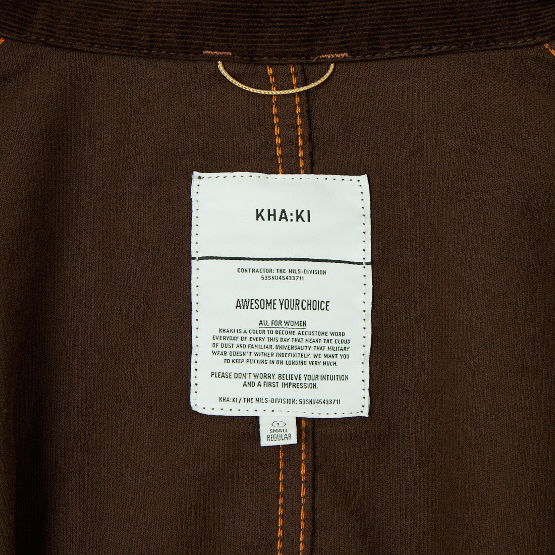 KHA:KI [カーキ] ルーズコーデュロイカバーオール [MIL26FJK3251] DK.BROWN