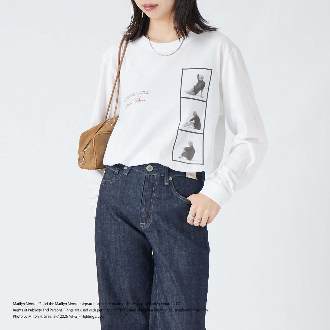GOOD ROCK SPEED [グッドロックスピード] Marilyn Monroe / ロングスリーブTシャツ [26MRM203W] WHITE &&モデル身長：162cm 着用サイズ：F&&