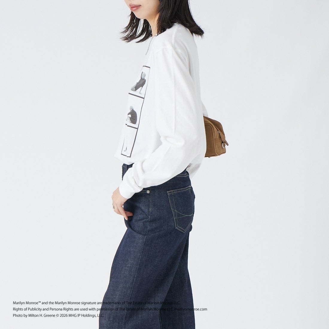 GOOD ROCK SPEED [グッドロックスピード] Marilyn Monroe / ロングスリーブTシャツ [26MRM203W] WHITE &&モデル身長：162cm 着用サイズ：F&&
