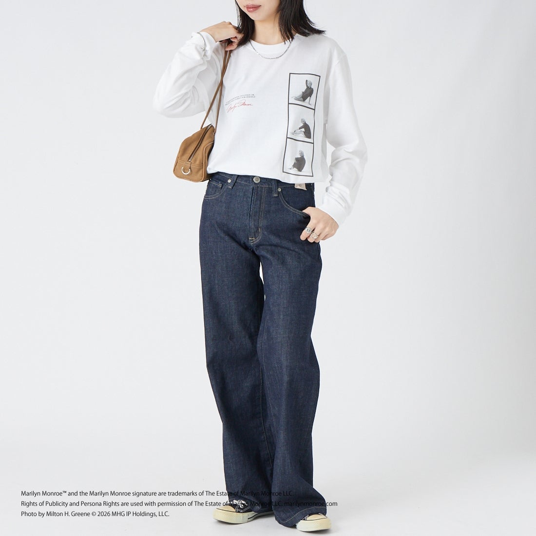 GOOD ROCK SPEED [グッドロックスピード] Marilyn Monroe / ロングスリーブTシャツ [26MRM203W] WHITE &&モデル身長：162cm 着用サイズ：F&&