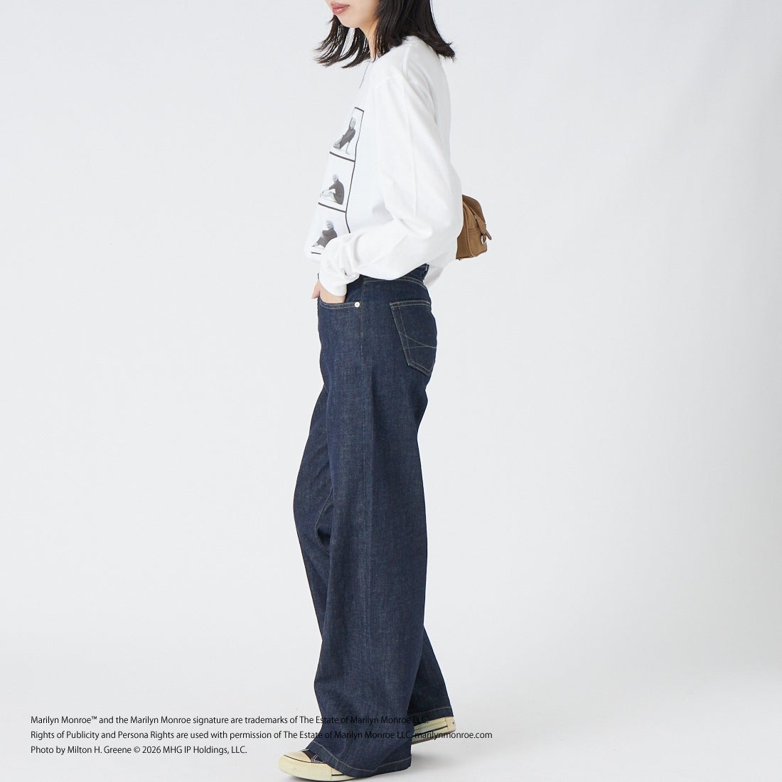 GOOD ROCK SPEED [グッドロックスピード] Marilyn Monroe / ロングスリーブTシャツ [26MRM203W] WHITE &&モデル身長：162cm 着用サイズ：F&&