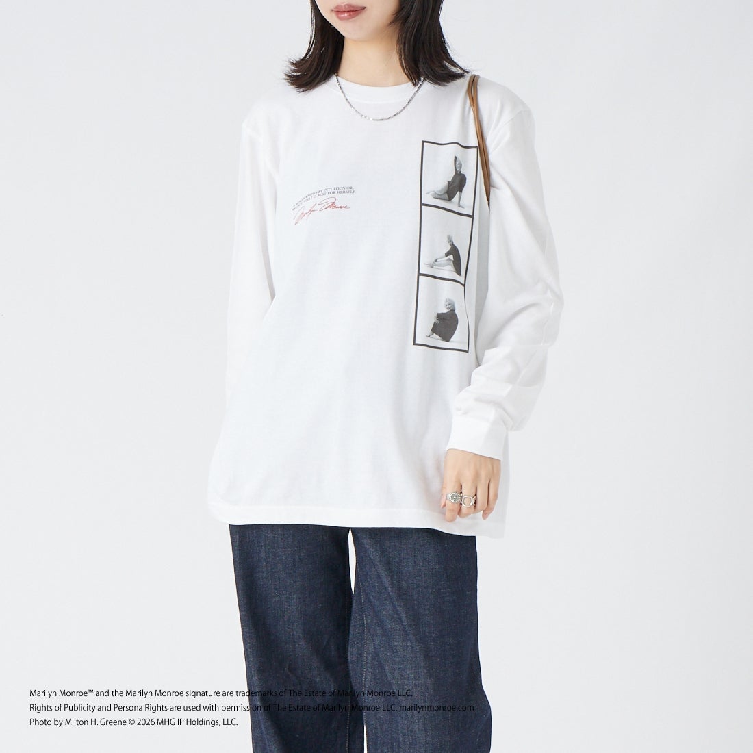 GOOD ROCK SPEED [グッドロックスピード] Marilyn Monroe / ロングスリーブTシャツ [26MRM203W] WHITE &&モデル身長：162cm 着用サイズ：F&&