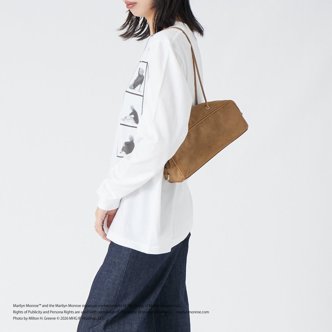 GOOD ROCK SPEED [グッドロックスピード] Marilyn Monroe / ロングスリーブTシャツ [26MRM203W] WHITE &&モデル身長：162cm 着用サイズ：F&&