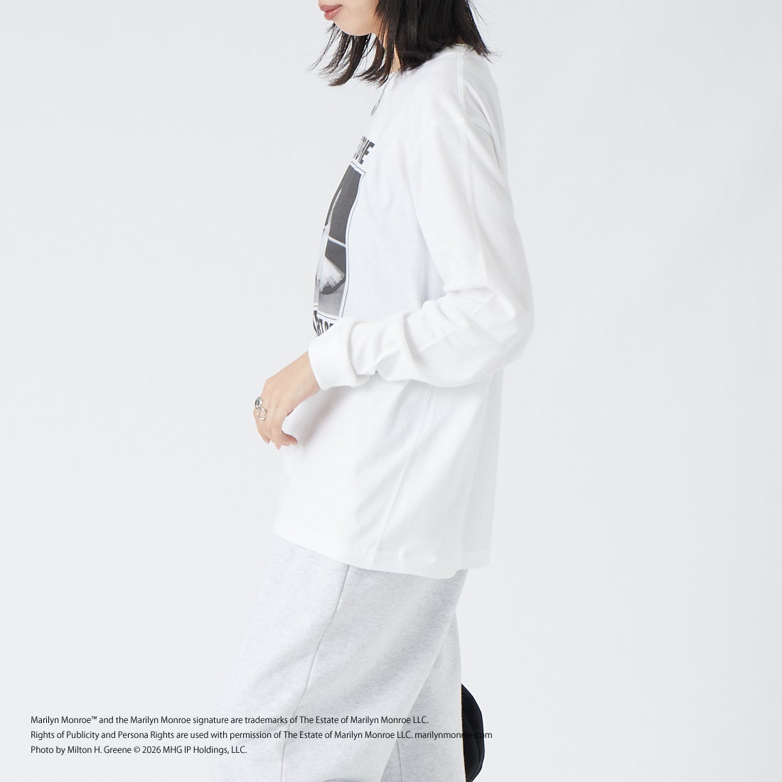 GOOD ROCK SPEED [グッドロックスピード] Marilyn Monroe / ロングスリーブTシャツ [26MRM204W] WHITE &&モデル身長：162cm 着用サイズ：F&&