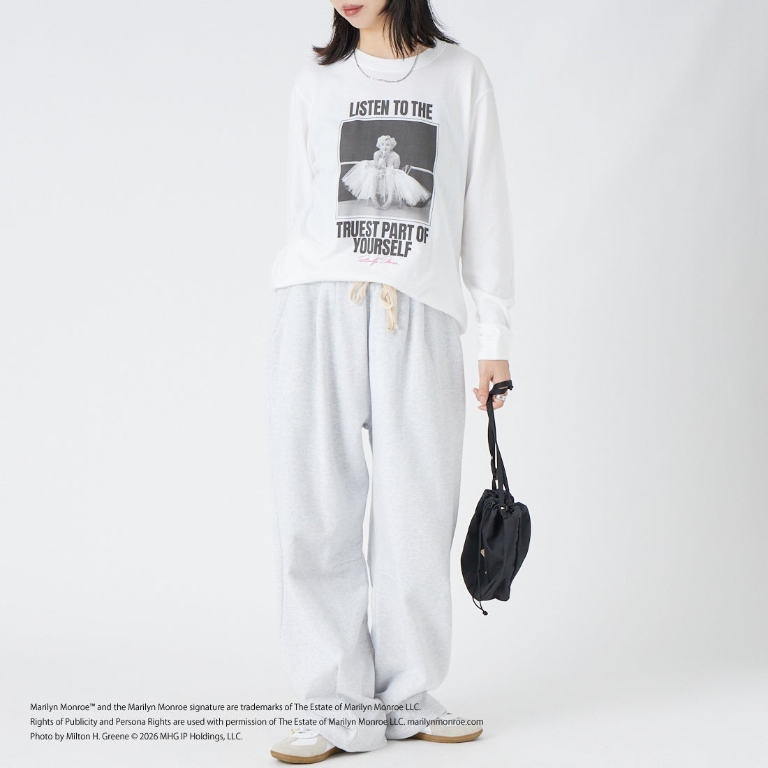 GOOD ROCK SPEED [グッドロックスピード] Marilyn Monroe / ロングスリーブTシャツ [26MRM204W] WHITE &&モデル身長：162cm 着用サイズ：F&&