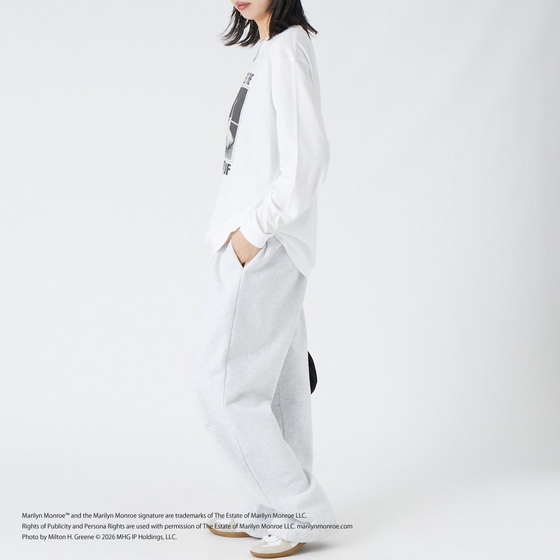 GOOD ROCK SPEED [グッドロックスピード] Marilyn Monroe / ロングスリーブTシャツ [26MRM204W] WHITE &&モデル身長：162cm 着用サイズ：F&&