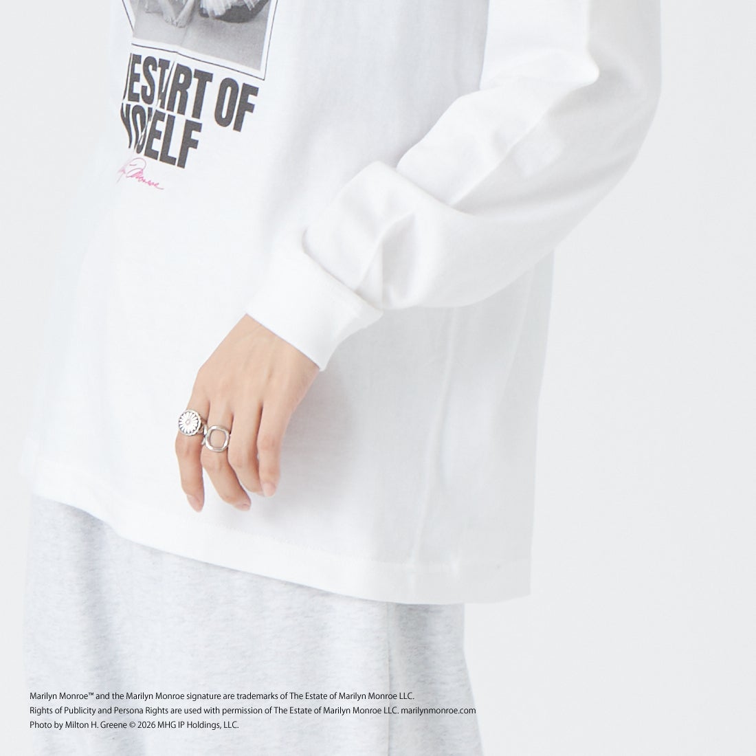 GOOD ROCK SPEED [グッドロックスピード] Marilyn Monroe / ロングスリーブTシャツ [26MRM204W] WHITE &&モデル身長：162cm 着用サイズ：F&&