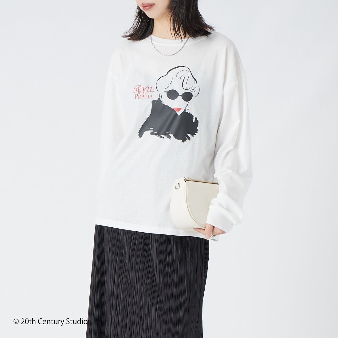 GOOD ROCK SPEED [グッドロックスピード] アートロングスリーブTシャツ [26FOX213W] WHITE &&モデル身長：162cm 着用サイズ：F&&