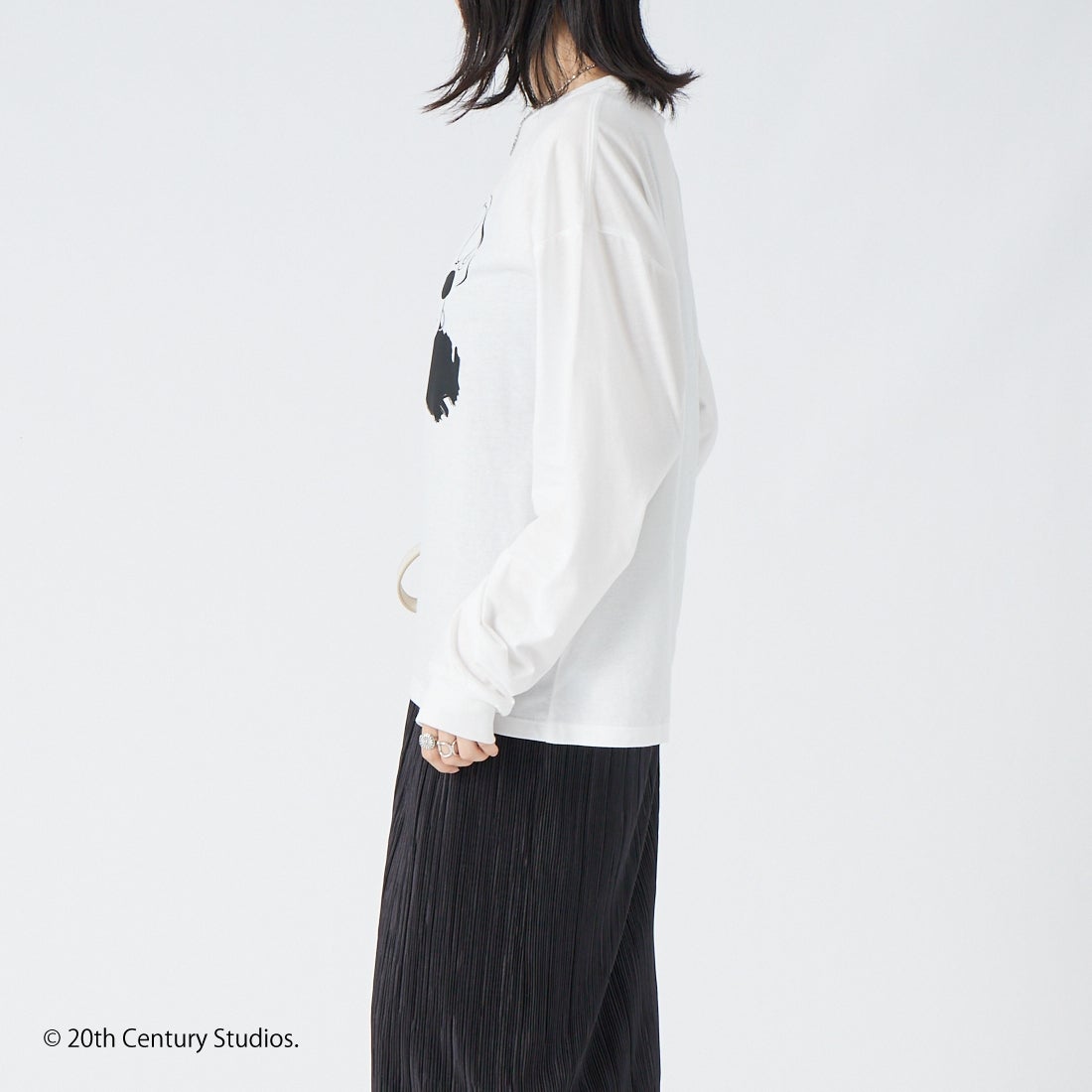 GOOD ROCK SPEED [グッドロックスピード] アートロングスリーブTシャツ [26FOX213W] WHITE &&モデル身長：162cm 着用サイズ：F&&