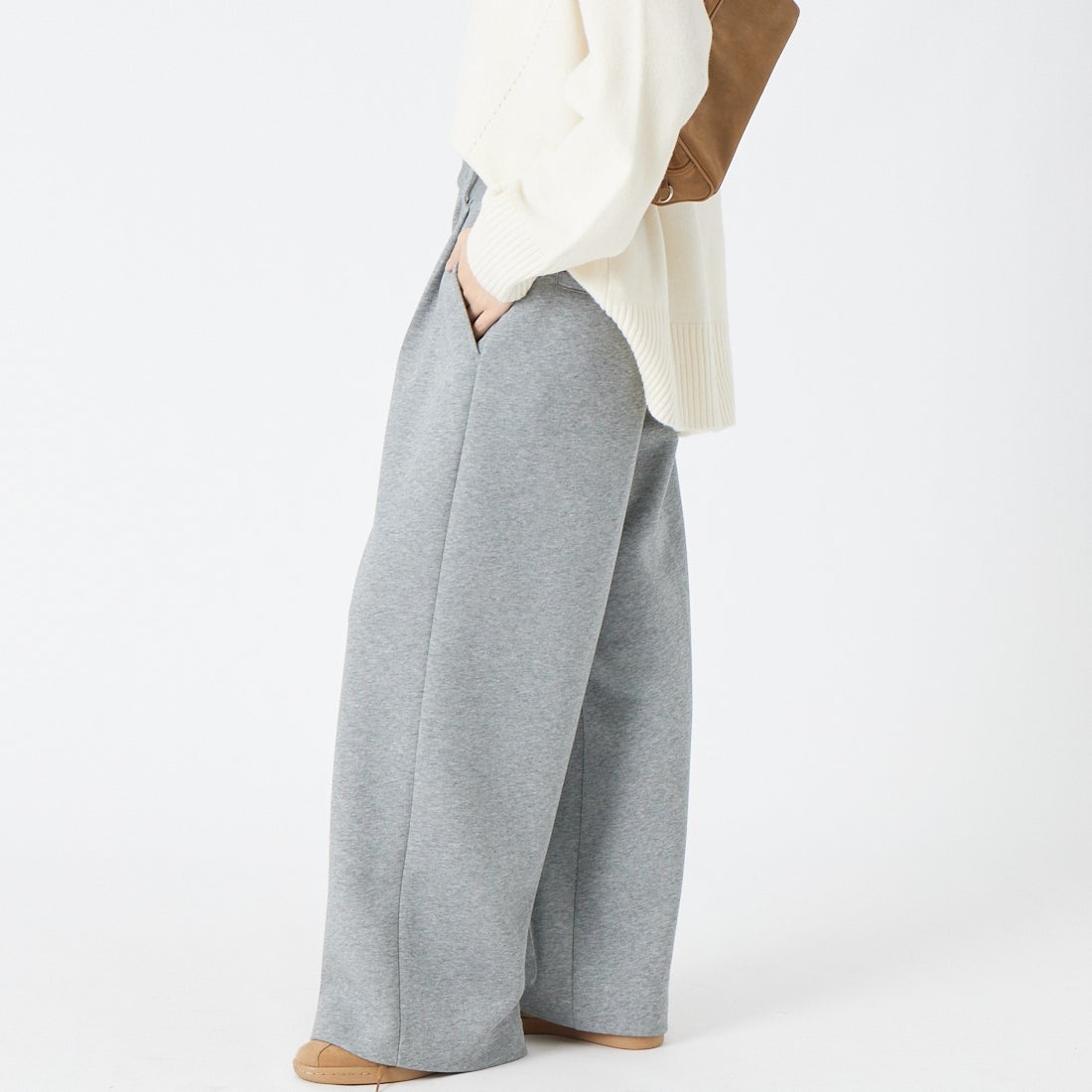 Jeans Factory Clothes [ジーンズファクトリークローズ] ダンボールタックワイドパンツ [21269067] ｸﾞﾚｰ &&モデル身長：162cm 着用サイズ：36&&