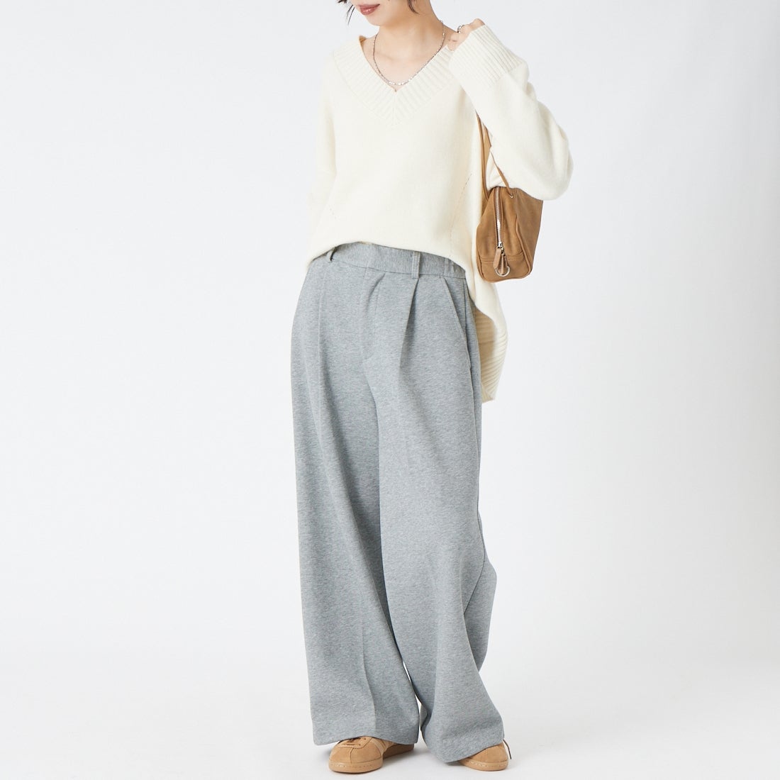 Jeans Factory Clothes [ジーンズファクトリークローズ] ダンボールタックワイドパンツ [21269067] ｸﾞﾚｰ &&モデル身長：162cm 着用サイズ：36&&
