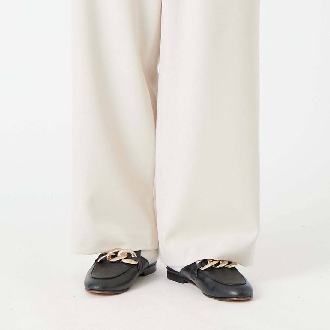 Jeans Factory Clothes [ジーンズファクトリークローズ] 杢調ツイルストレッチワイドパンツ [J-4652] OFF BEIGE &&モデル身長：162cm 着用サイズ：36&&