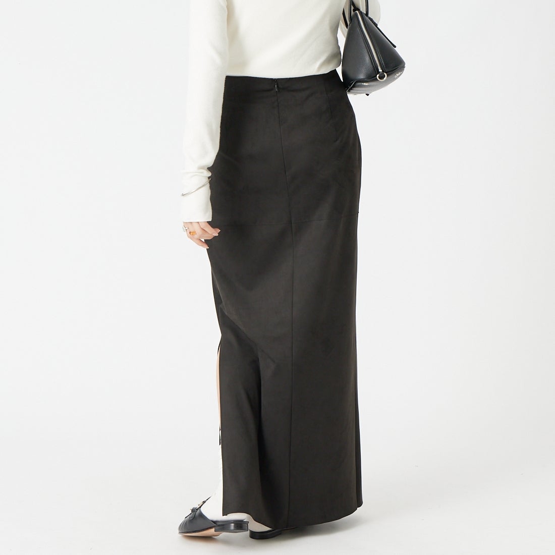 Jeans Factory Clothes [ジーンズファクトリークローズ] フェイクスエードタイトスカート [J-4974] BLACK &&モデル身長：162cm 着用サイズ：36&&
