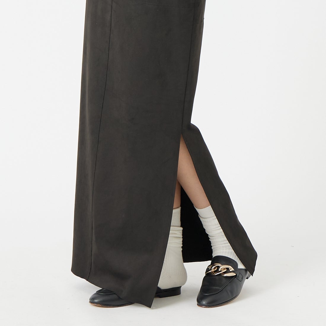 Jeans Factory Clothes [ジーンズファクトリークローズ] フェイクスエードタイトスカート [J-4974] BLACK &&モデル身長：162cm 着用サイズ：36&&