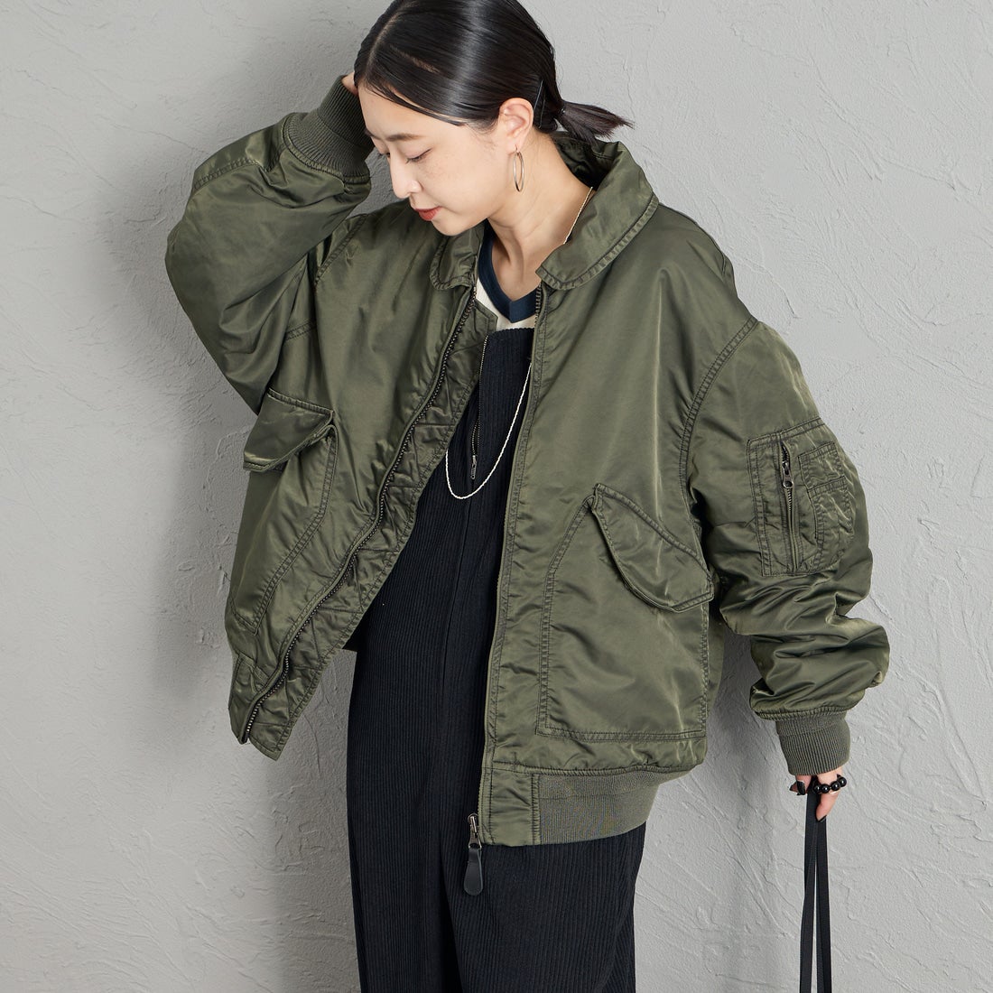 D.OLIVE&&モデル身長：150cm 着用サイズ：S&&