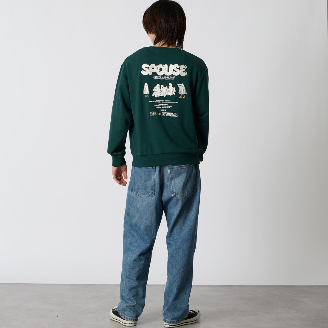 33Degrees [サーティスリーディグリーズ] 刺繍クルーネックスウェット [TDR-264-064] 50 DGRｺﾞｰｽ &&モデル身長：177cm 着用サイズ：M&&