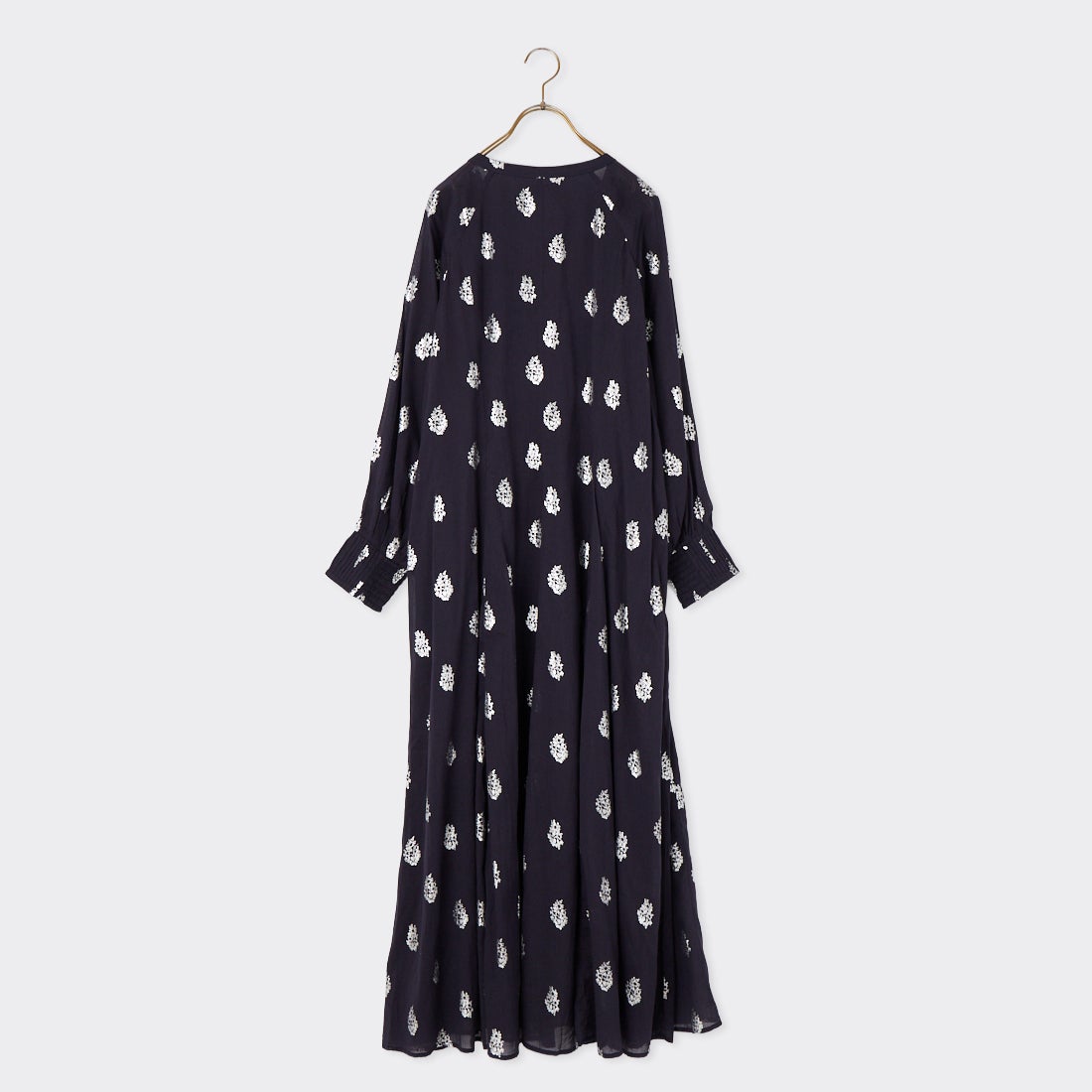 ne Quittez pas [ヌキテパ] コットンボイル フォイルフラワープリント スリーブドレス [010400CM2] 79 NAVY