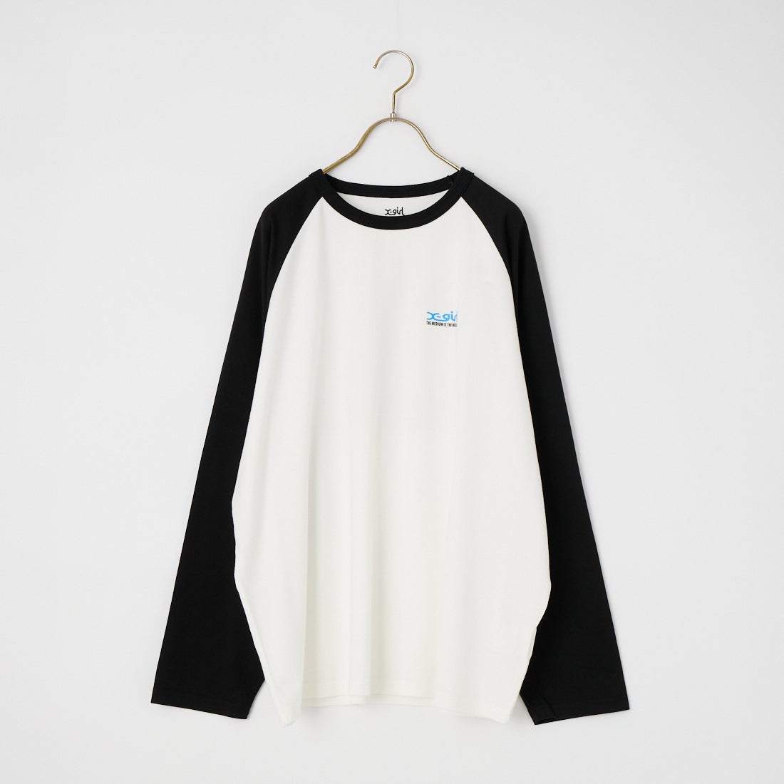 X-girl [エックスガール] サークルフェイスロゴ ビッグラグランTシャツ [105263011003] WHITE
