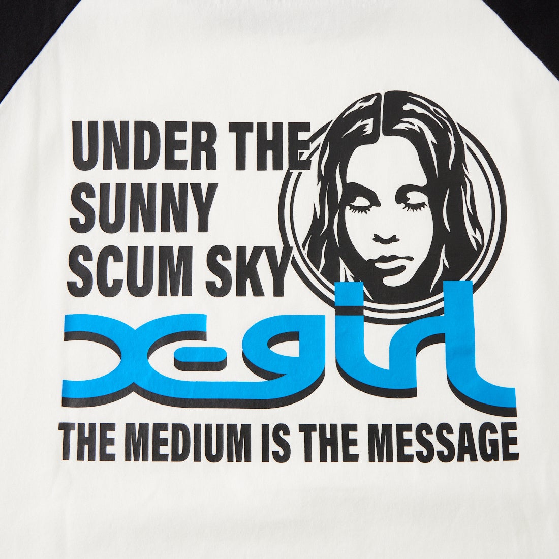 X-girl [エックスガール] サークルフェイスロゴ ビッグラグランTシャツ [105263011003] WHITE