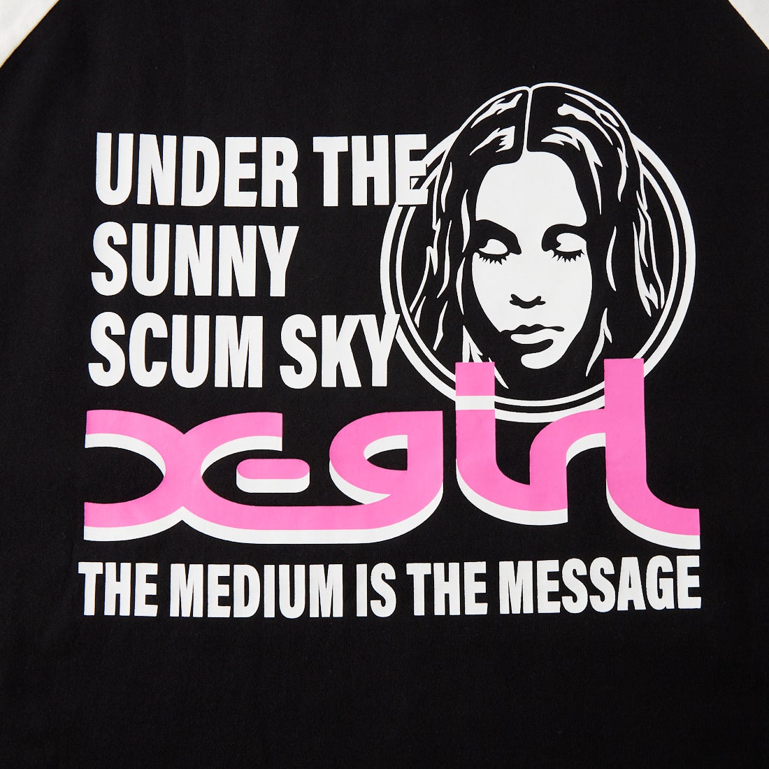 X-girl [エックスガール] サークルフェイスロゴ ビッグラグランTシャツ [105263011003] BLACK