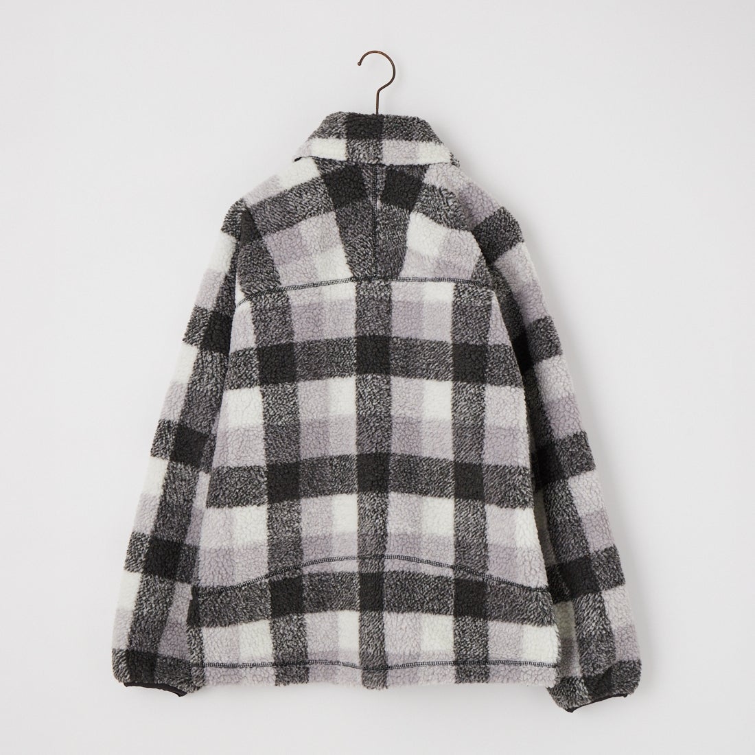 WILD THINGS [ワイルドシングス] フラッフィーチェックボアジャケット [WT26127AD] GRAY