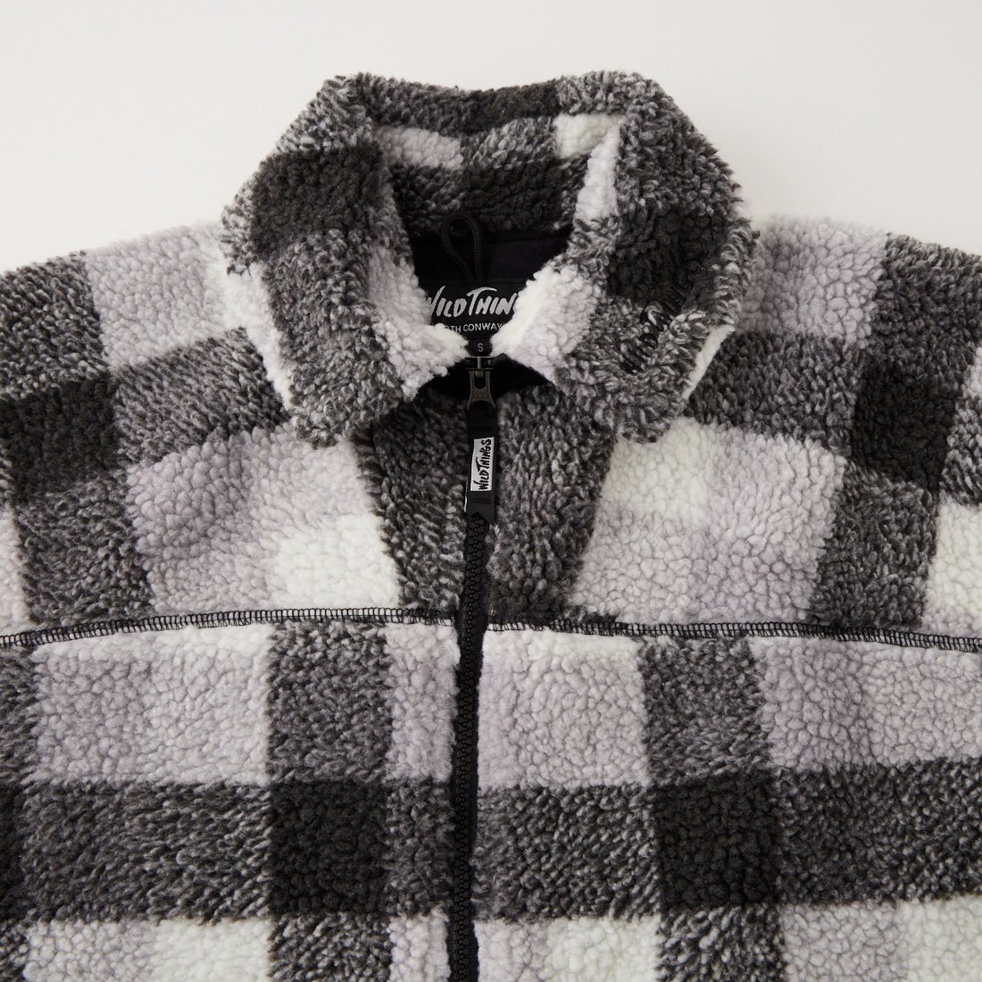 WILD THINGS [ワイルドシングス] フラッフィーチェックボアジャケット [WT26127AD] GRAY