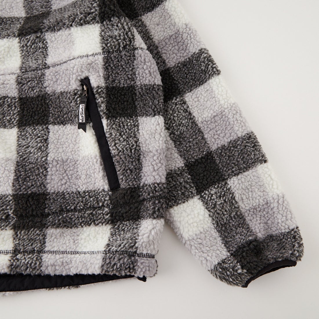 WILD THINGS [ワイルドシングス] フラッフィーチェックボアジャケット [WT26127AD] GRAY