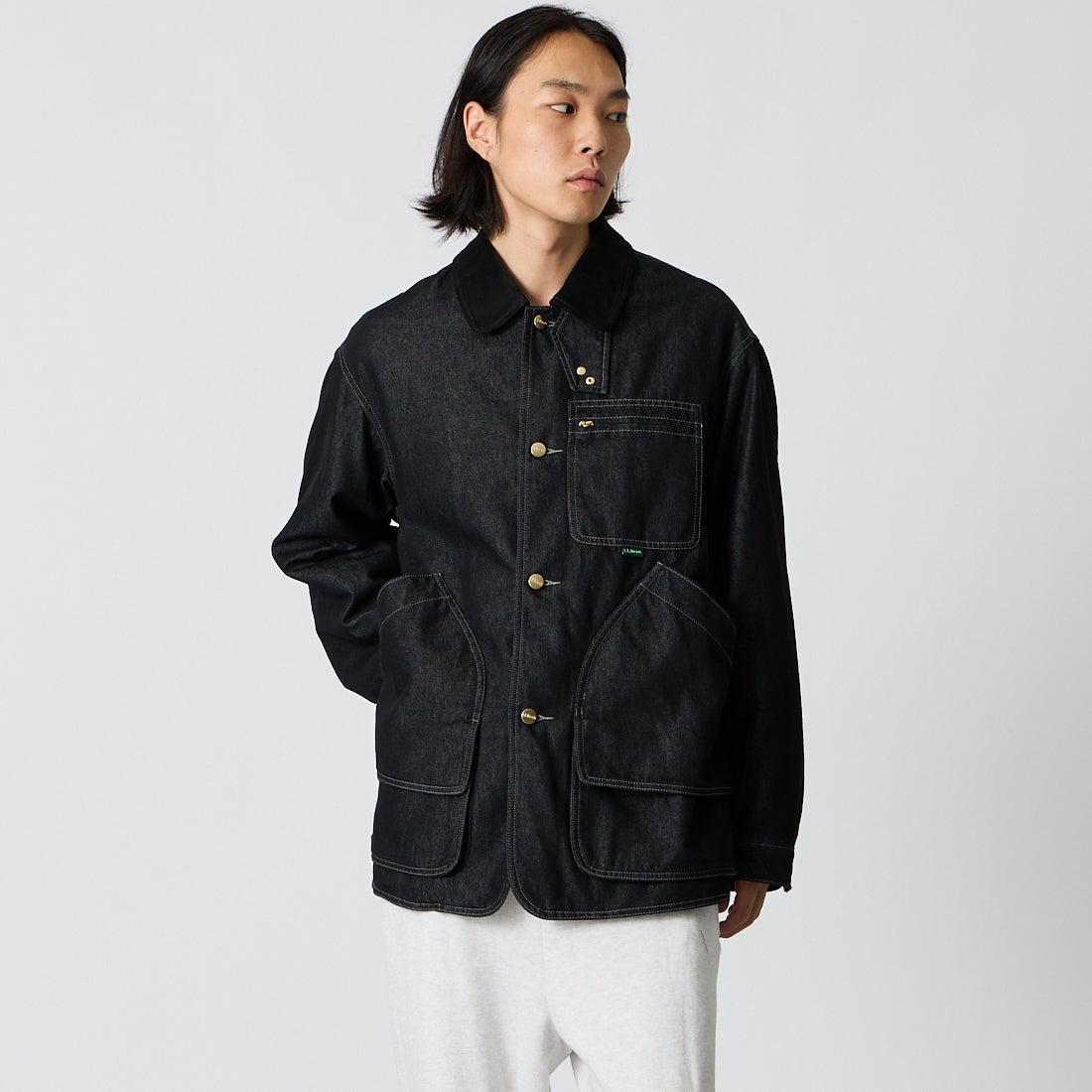 L.L.BEAN [エルエルビーン] ビーンズ フィールドコート フリースラインド インディゴ [6575-6041] 50 BLACK &&モデル身長：175cm 着用サイズ：M&&