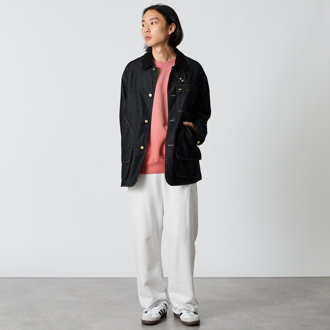 L.L.BEAN [エルエルビーン] ビーンズ フィールドコート フリースラインド インディゴ [6575-6041] 50 BLACK &&モデル身長：175cm 着用サイズ：M&&