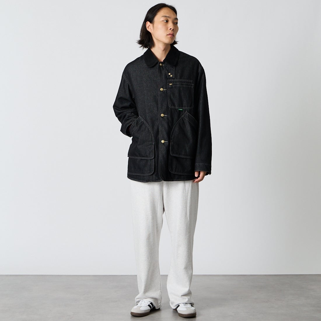 L.L.BEAN [エルエルビーン] ビーンズ フィールドコート フリースラインド インディゴ [6575-6041] 50 BLACK &&モデル身長：175cm 着用サイズ：M&&