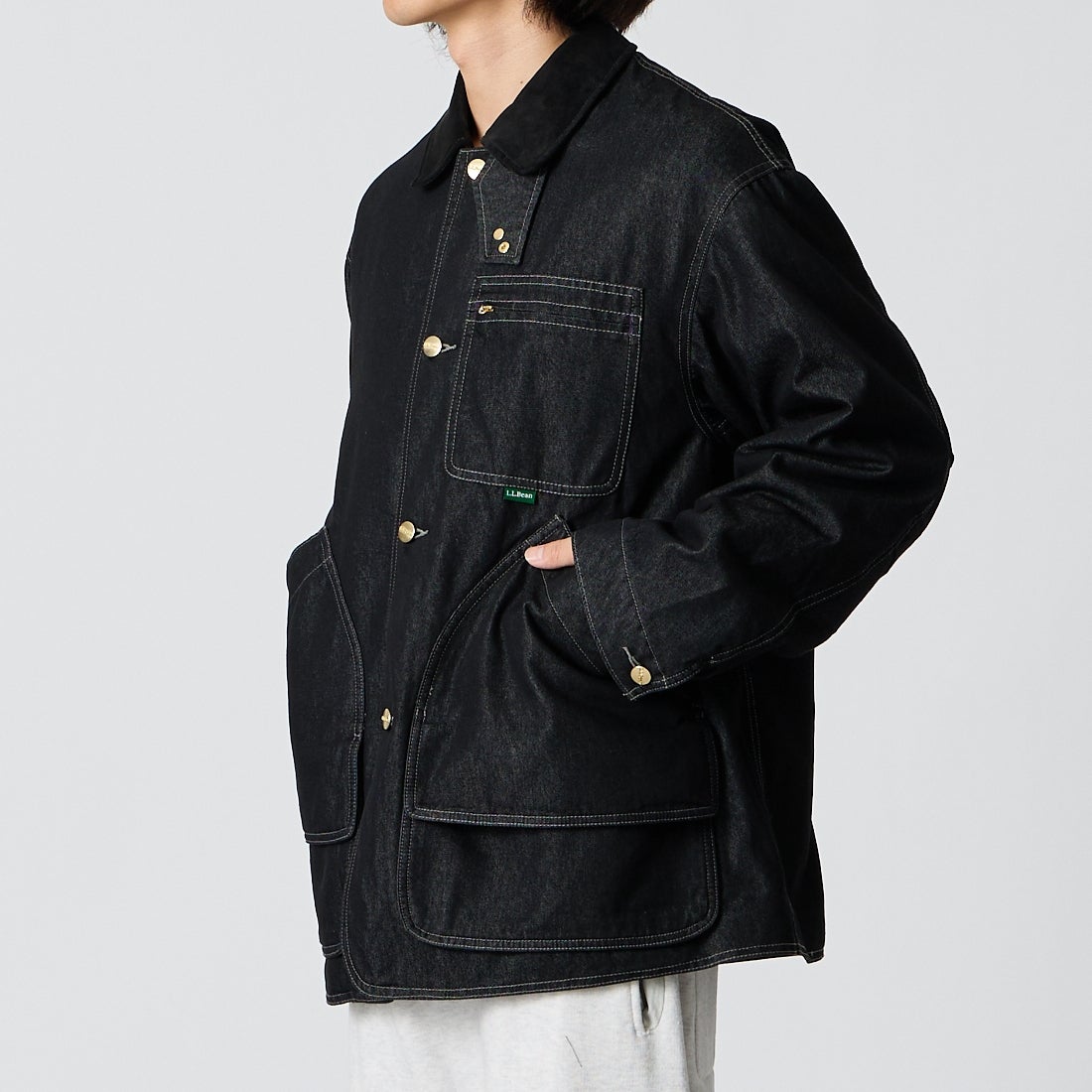 L.L.BEAN [エルエルビーン] ビーンズ フィールドコート フリースラインド インディゴ [6575-6041] 50 BLACK &&モデル身長：175cm 着用サイズ：M&&