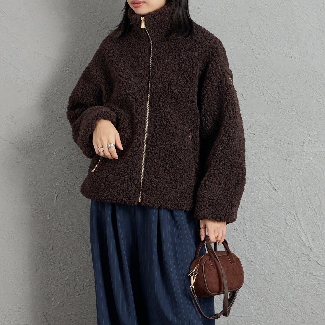 TATRAS [タトラス] LUELA/ルエラ ボアブルゾン [LCKA0041033588] BROWN &&モデル身長：162cm 着用サイズ：1&&