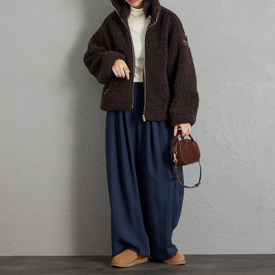 TATRAS [タトラス] LUELA/ルエラ ボアブルゾン [LCKA0041033588] BROWN &&モデル身長：162cm 着用サイズ：1&&