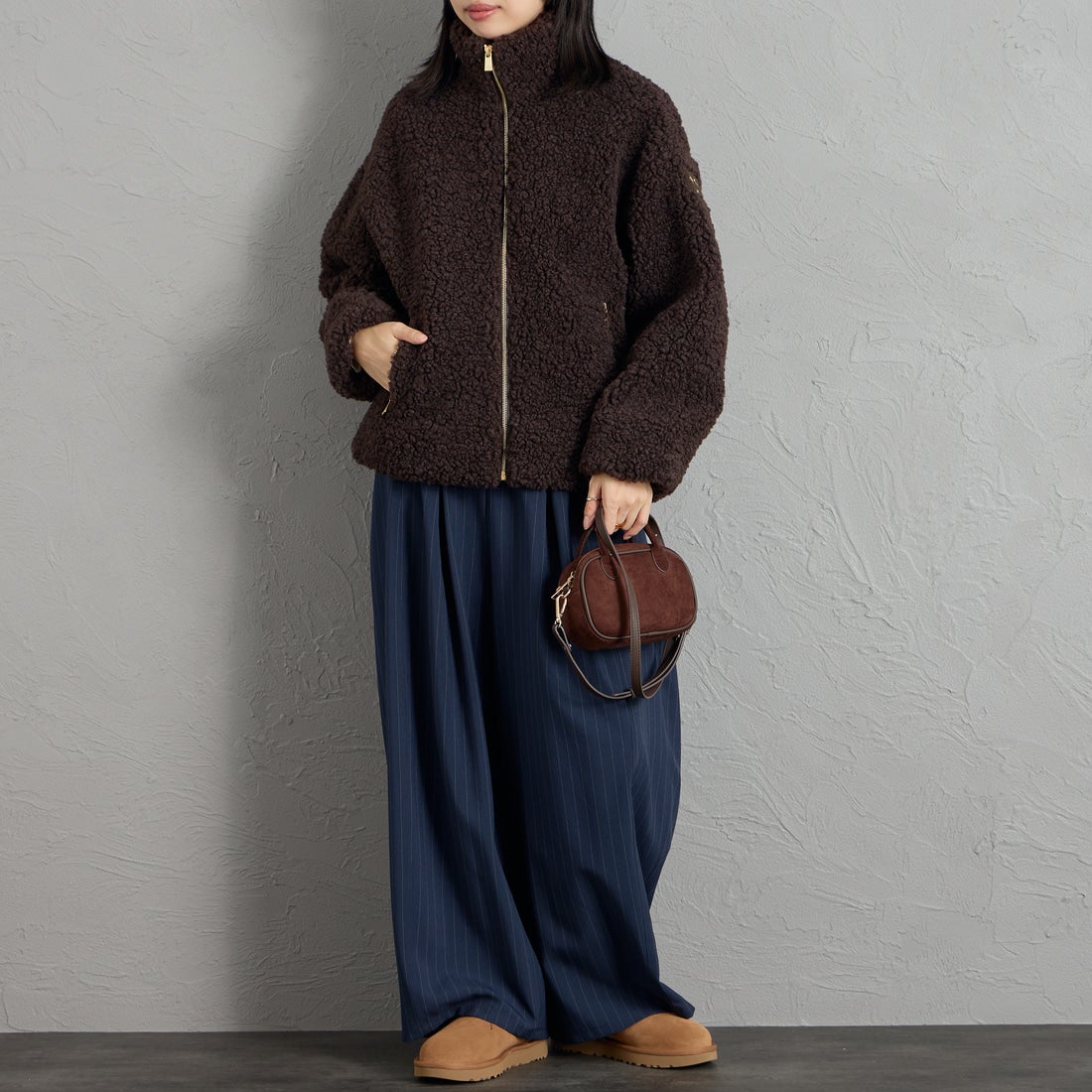 TATRAS [タトラス] LUELA/ルエラ ボアブルゾン [LCKA0041033588] BROWN &&モデル身長：162cm 着用サイズ：1&&