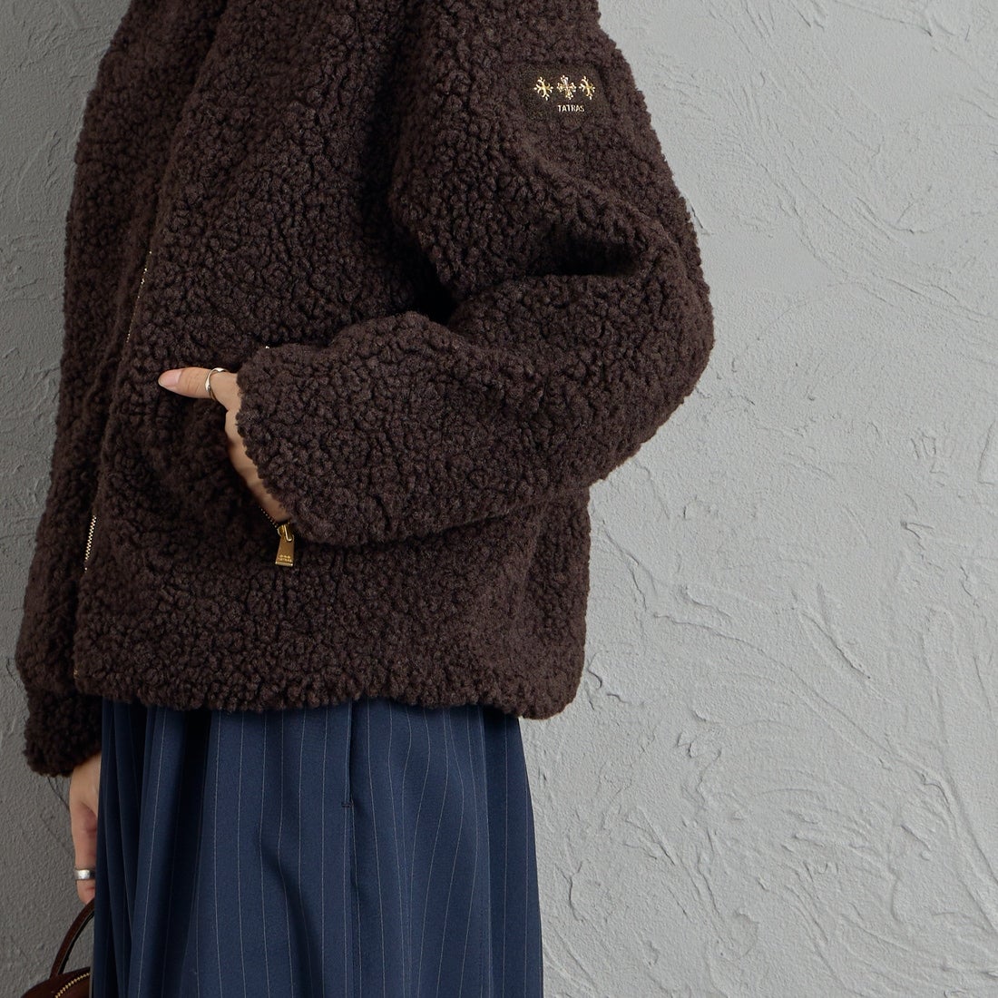 TATRAS [タトラス] LUELA/ルエラ ボアブルゾン [LCKA0041033588] BROWN &&モデル身長：162cm 着用サイズ：1&&