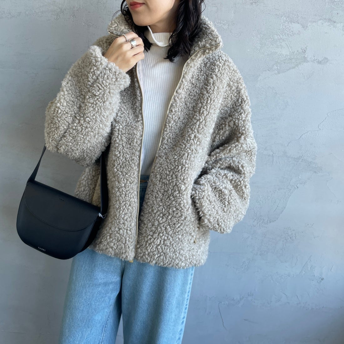 TATRAS [タトラス] LUELA/ルエラ ボアブルゾン [LCKA0041033588] L.GRAY &&モデル身長：160cm 着用サイズ：2&&