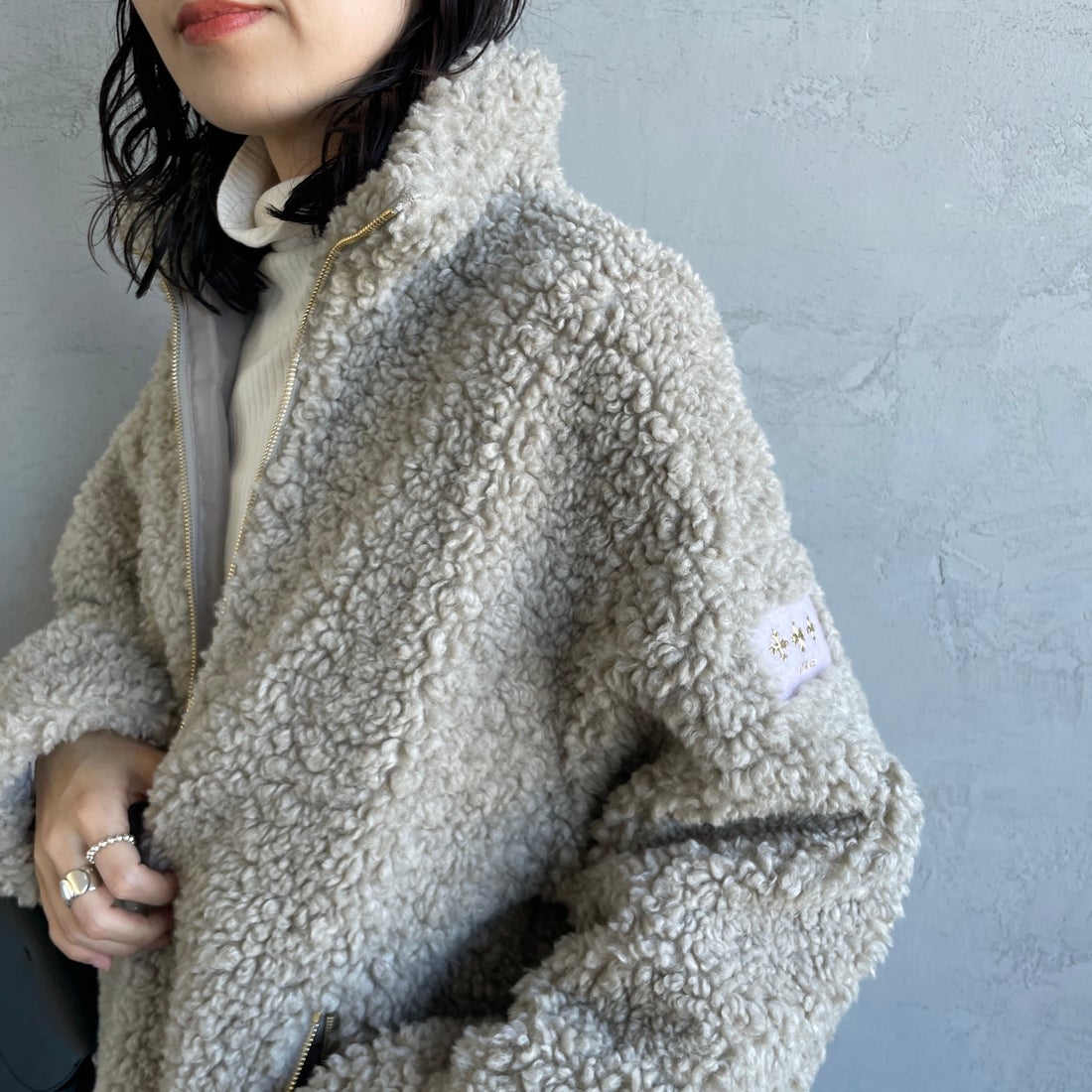 TATRAS [タトラス] LUELA/ルエラ ボアブルゾン [LCKA0041033588] L.GRAY &&モデル身長：160cm 着用サイズ：2&&